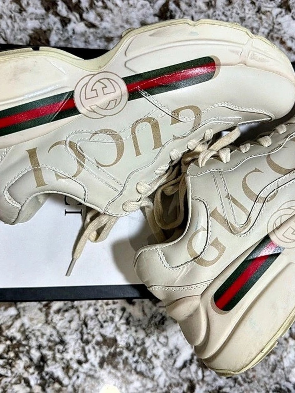 Gucci Rhyton Logo Sneakers White Size 36 w/ Box